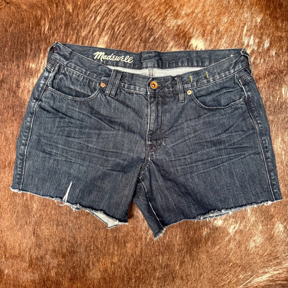 MADEWELL Womens Jean Shorts Denim Size 30 Cut‎ Off Dark Wash Mid Rise 5 Inseam
